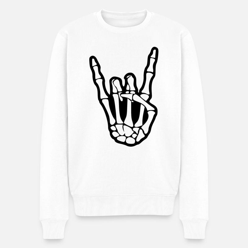 Skelettfelsenhand - Männer Premium Bio Pullover - Weiß