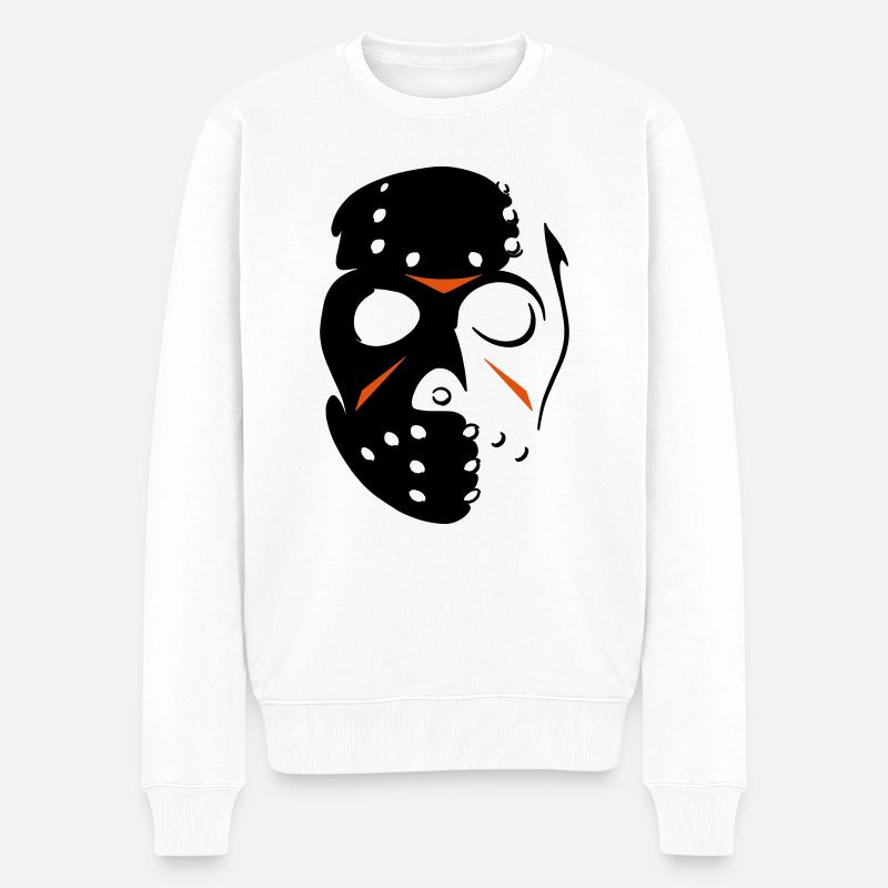 Jason Maske - Männer Premium Bio Pullover - Weiß