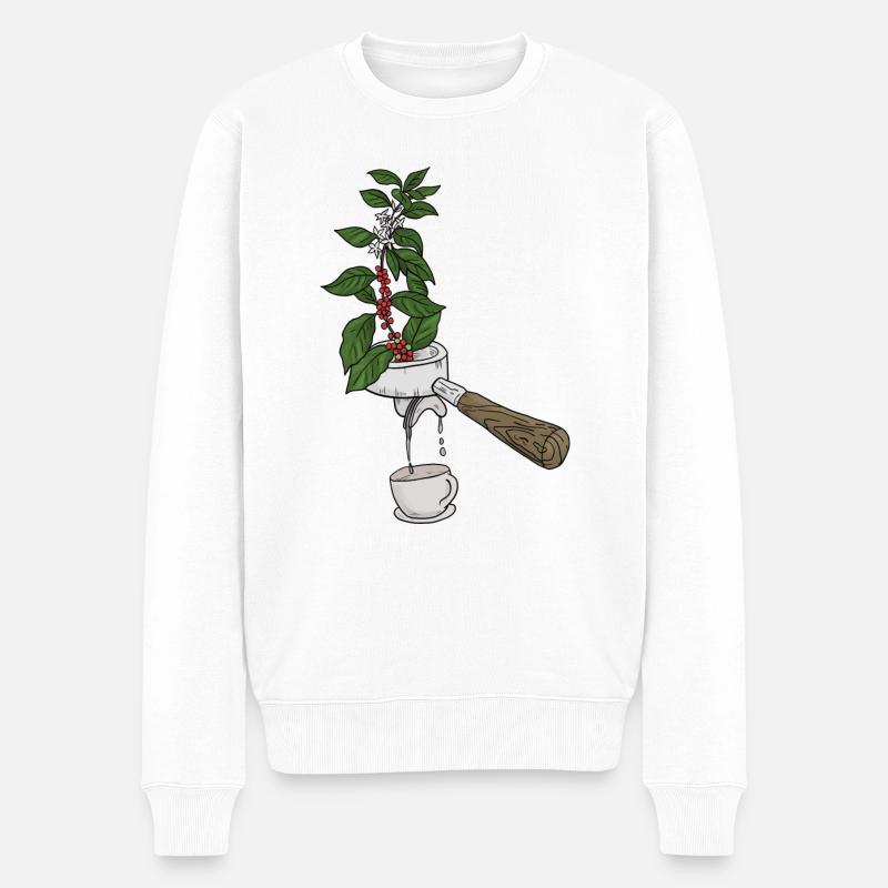 Kaffee-Pflanzen-Sieb Carriers Kaffee-Design - Männer Premium Bio Pullover - Weiß