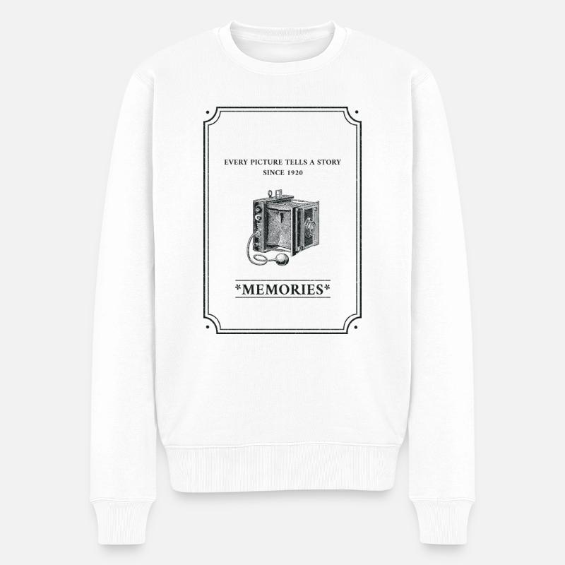 Retro Camera - Männer Premium Bio Pullover - Weiß