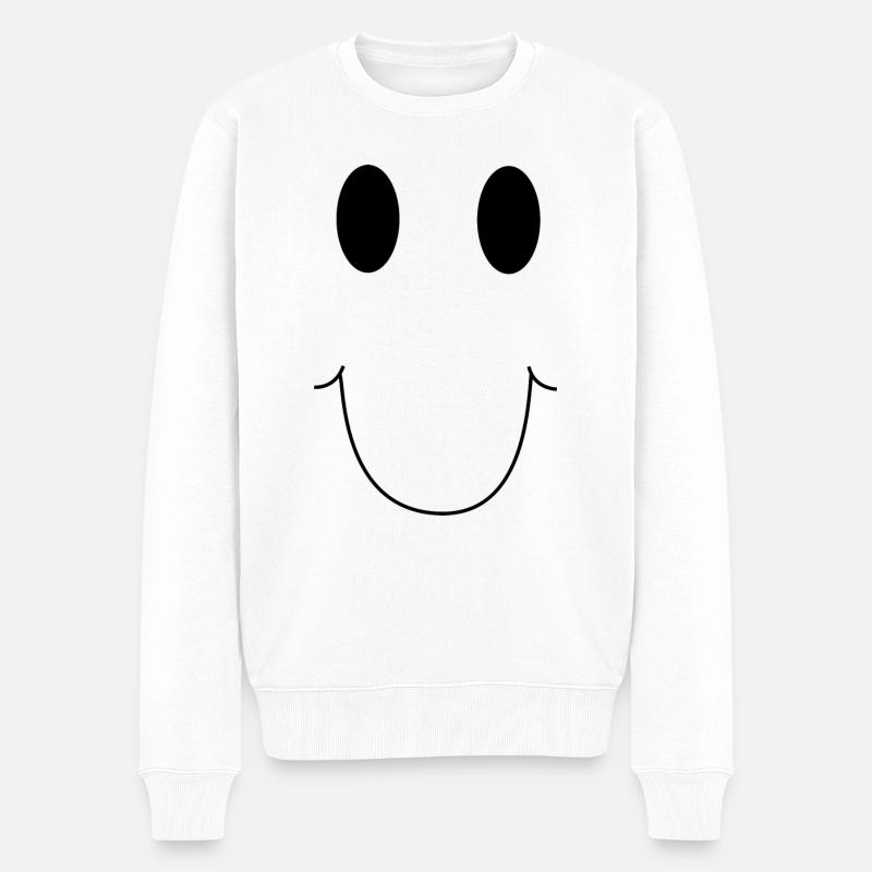 LÄCHELN - GLÜCKLICHES GESICHT. - Männer Premium Bio Pullover - Weiß