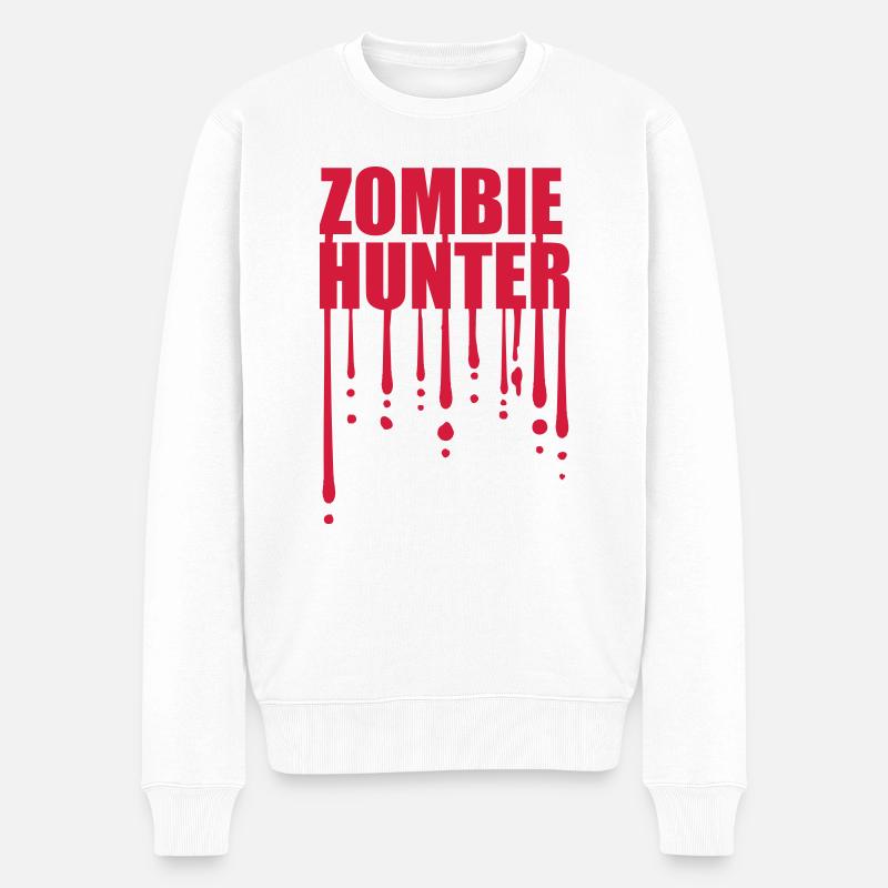 zombie hunter Halloween Zitat - Männer Premium Bio Pullover - Weiß