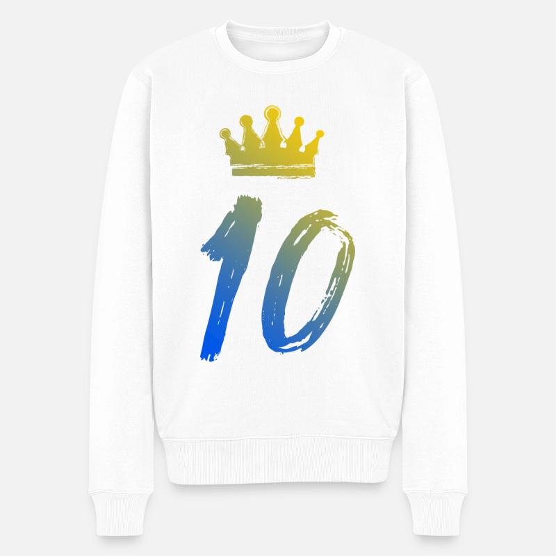 10 Zahl Krone - Männer Premium Bio Pullover - Weiß