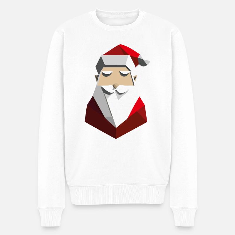 Geometrischer Weihnachtsmann - Männer Premium Bio Pullover - Weiß