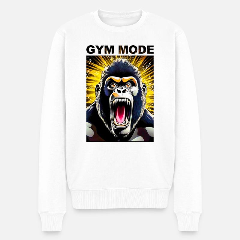Gorilla Gym Mode - Männer Premium Bio Pullover - Weiß
