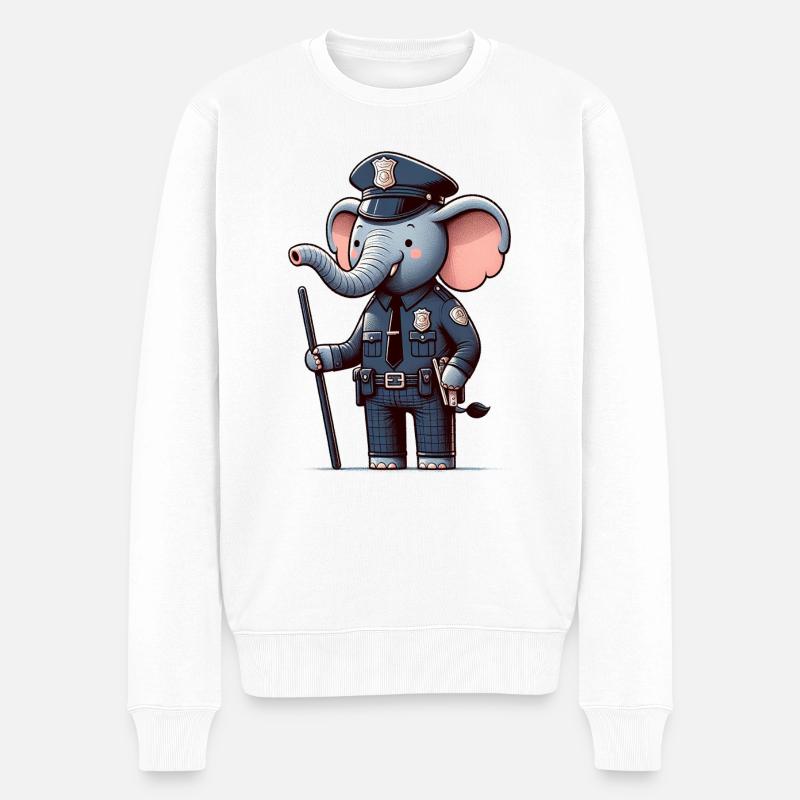 Officier de police éléphant mignon - Pull Premium bio Homme - blanc