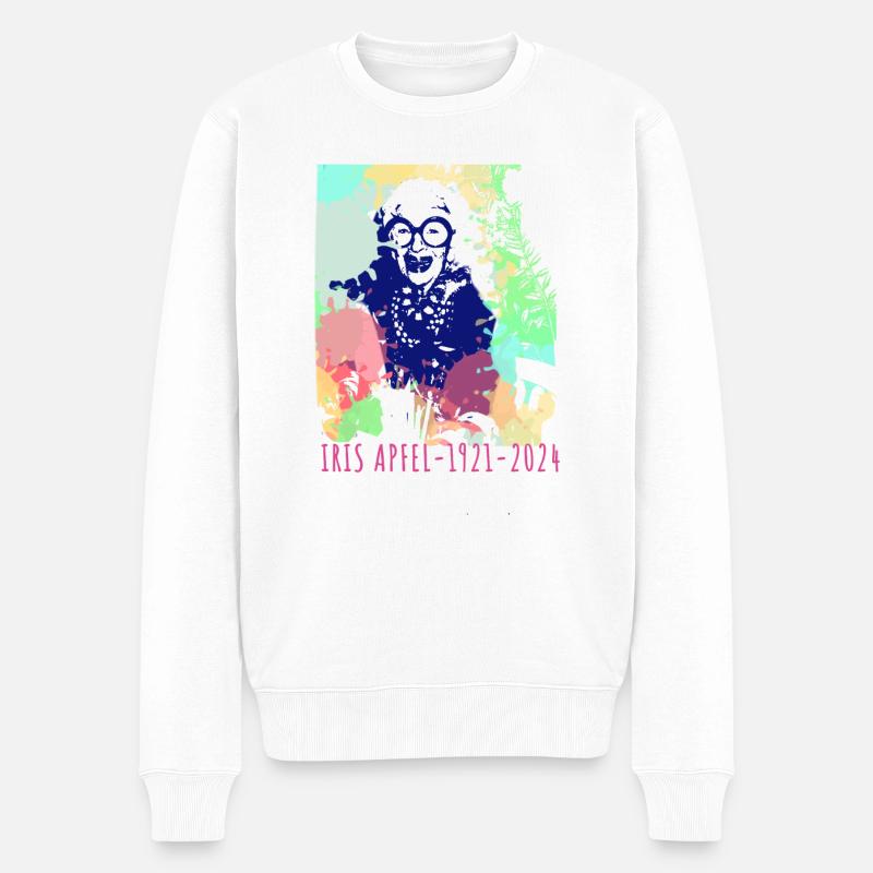 Illustration, bunt, Graffiti, Iris Apfel - Männer Premium Bio Pullover - Weiß