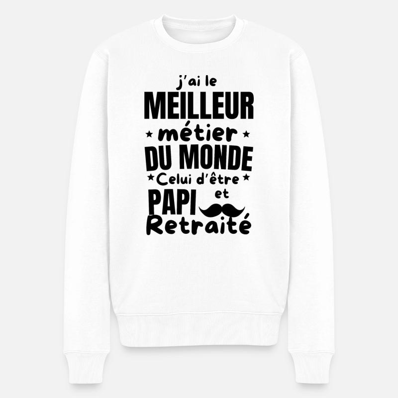 PAPI retraité - Pull Premium bio Homme - blanc