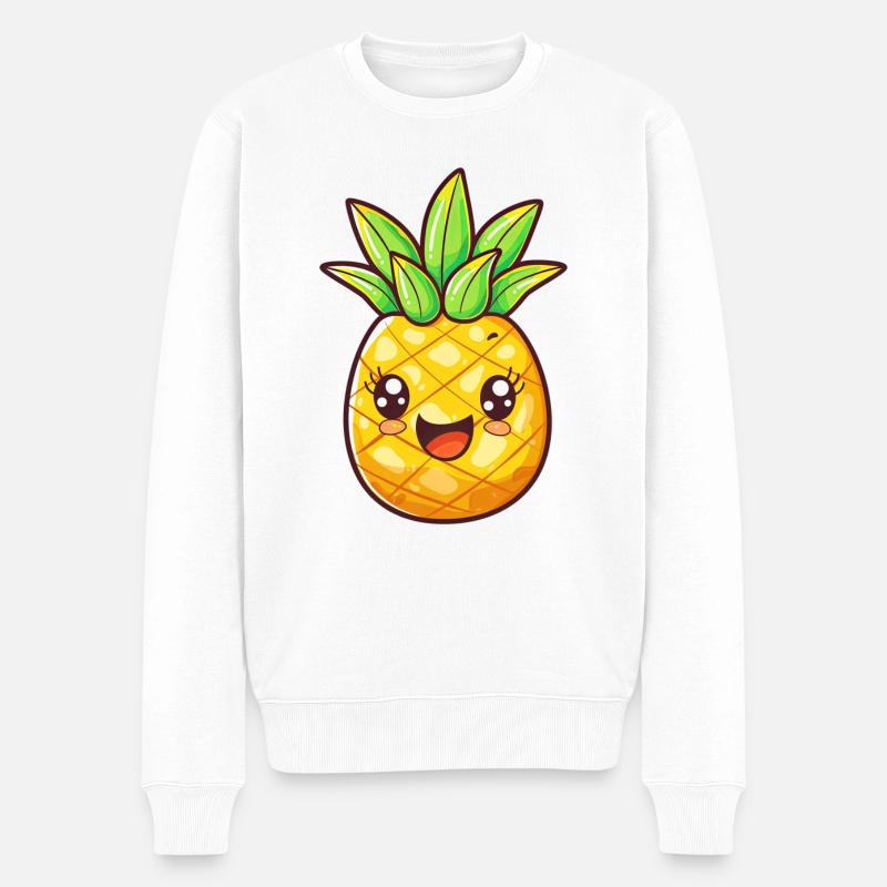 Ananas mit Gesicht - Männer Premium Bio Pullover - Weiß