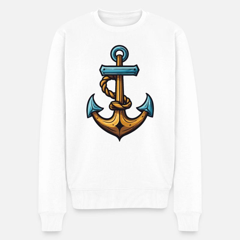 Anker Symbol Hafen - Männer Premium Bio Pullover - Weiß