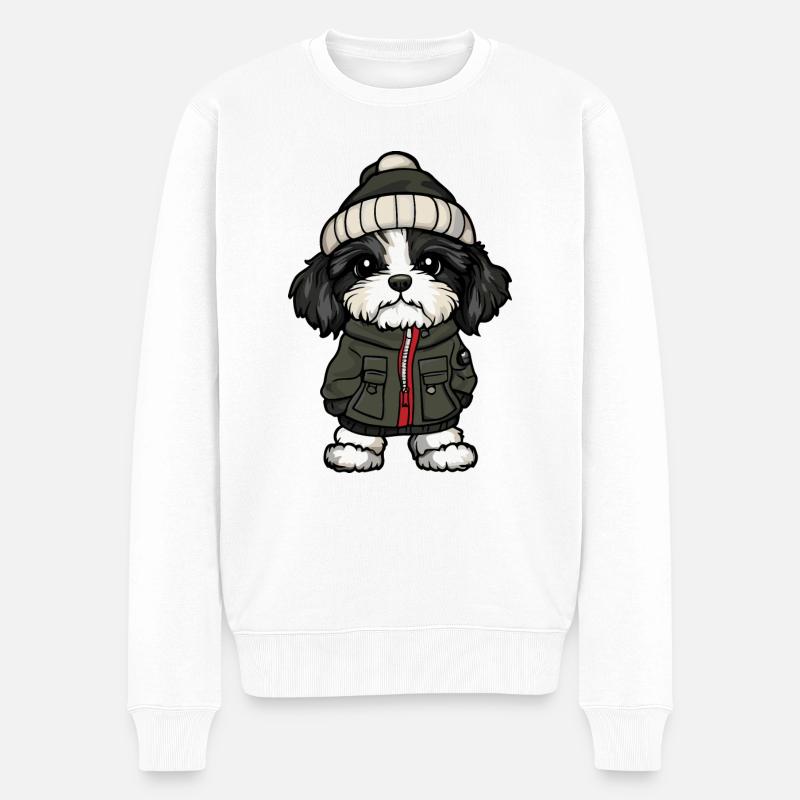 Havanese Hund Cartoon - Männer Premium Bio Pullover - Weiß