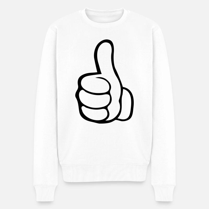 hand daumen hoch - Männer Premium Bio Pullover - Weiß
