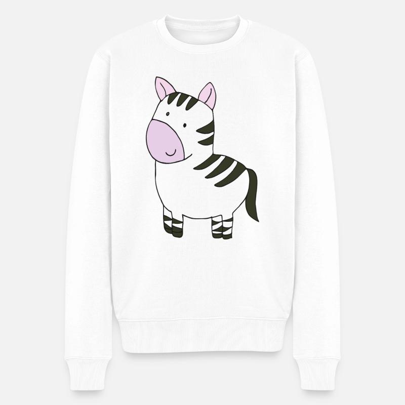 zebra rosa - Männer Premium Bio Pullover - Weiß