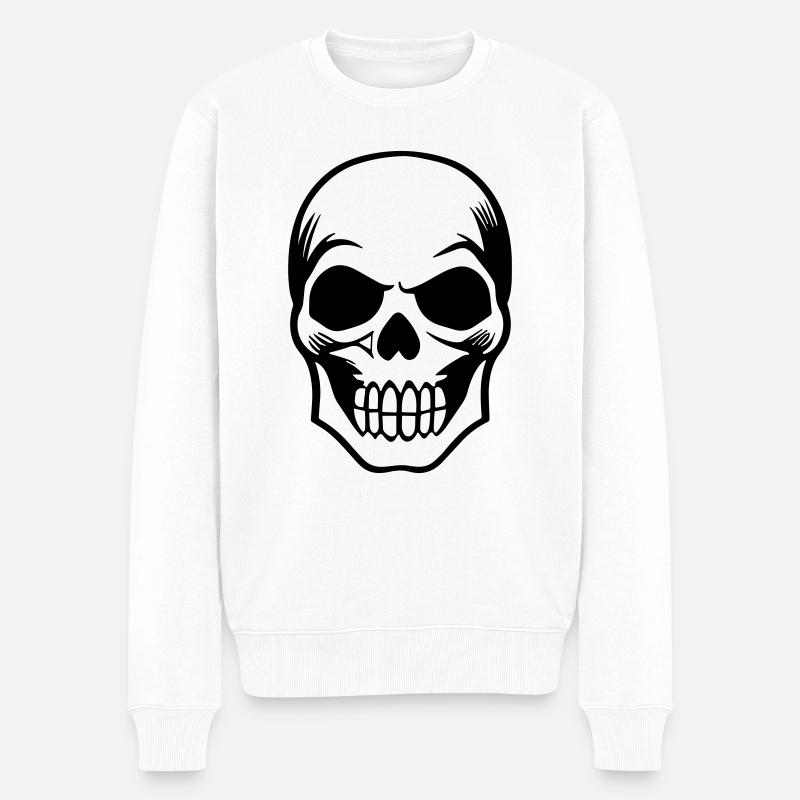 Schädel - Männer Premium Bio Pullover - Weiß