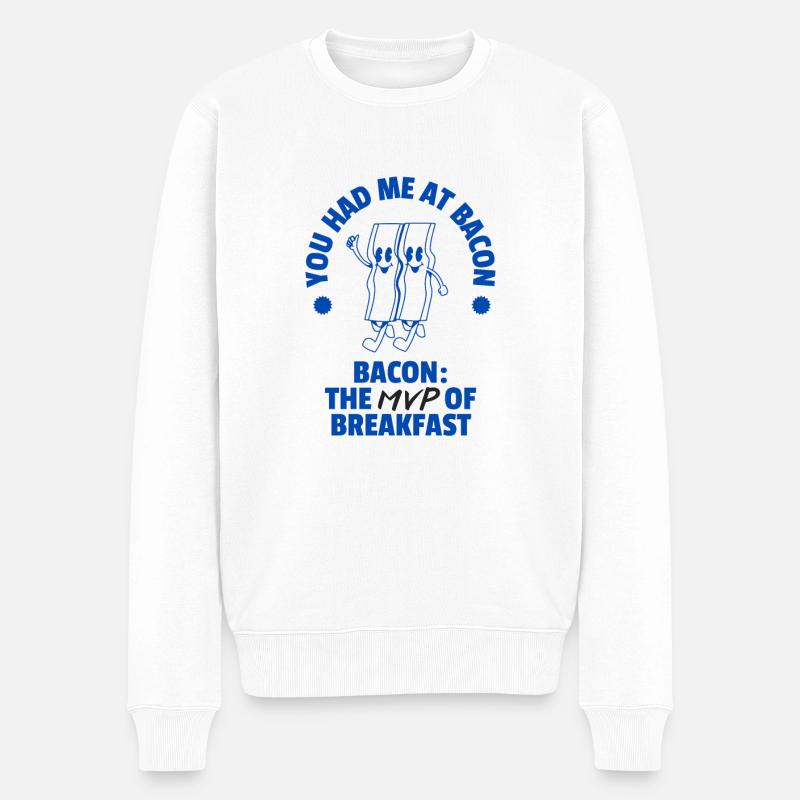 Bacon for Breakfast - Männer Premium Bio Pullover - Weiß