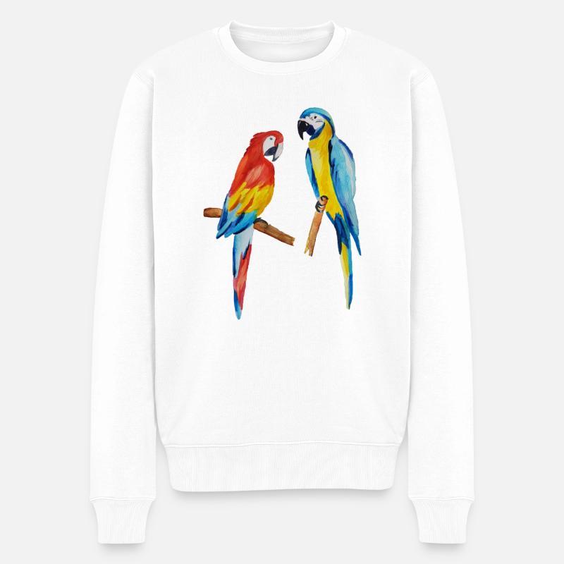 Papageien - Männer Premium Bio Pullover - Weiß
