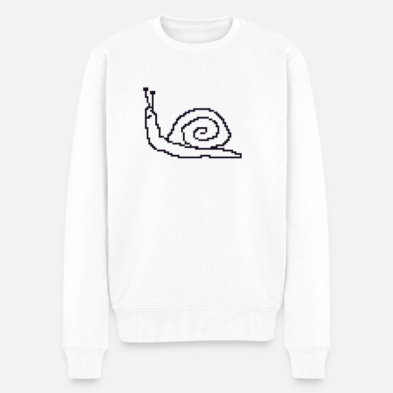 schnecke Pixel - Männer Premium Bio Pullover - Weiß