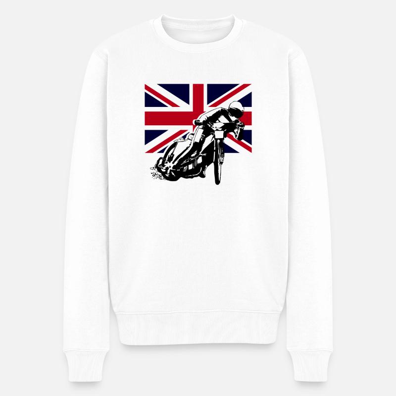 Speedway - Union Jack - Männer Premium Bio Pullover - Weiß