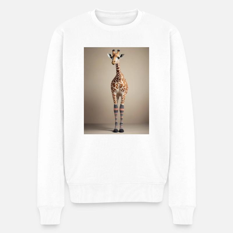 Girafe aux chaussettes colorées - Pull Premium bio Homme - blanc