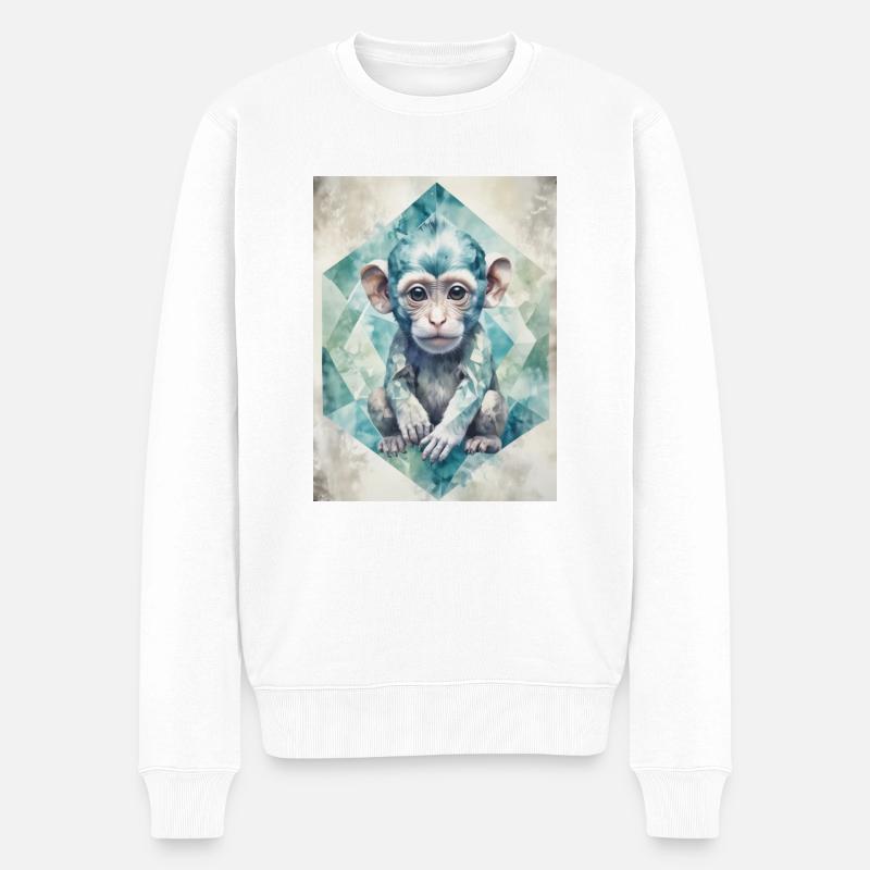 Bébé Singe Géométrique - Pull Premium bio Homme - blanc
