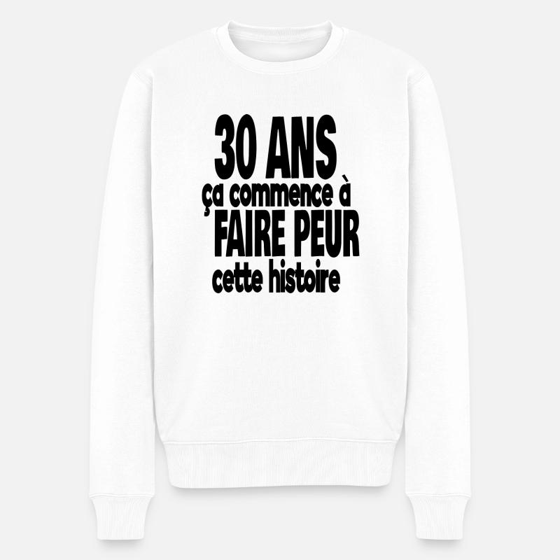 30 ans - Pull Premium bio Homme - blanc