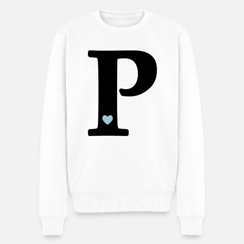 Lettre P Lettre initiale - Pull Premium bio Homme - blanc