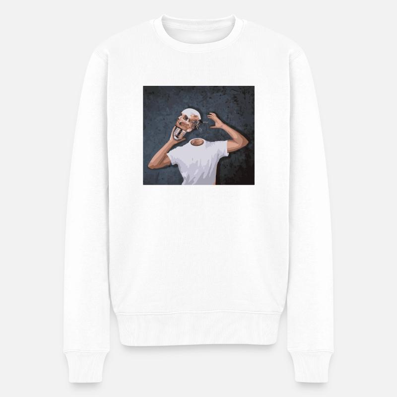 Crâne à la main - Pull Premium bio Homme - blanc