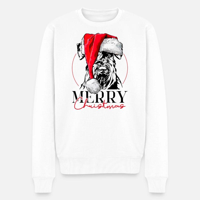 Santa SCHNAUZER Joyeux Noël Chiens Wilsigns - Pull Premium bio Homme - blanc