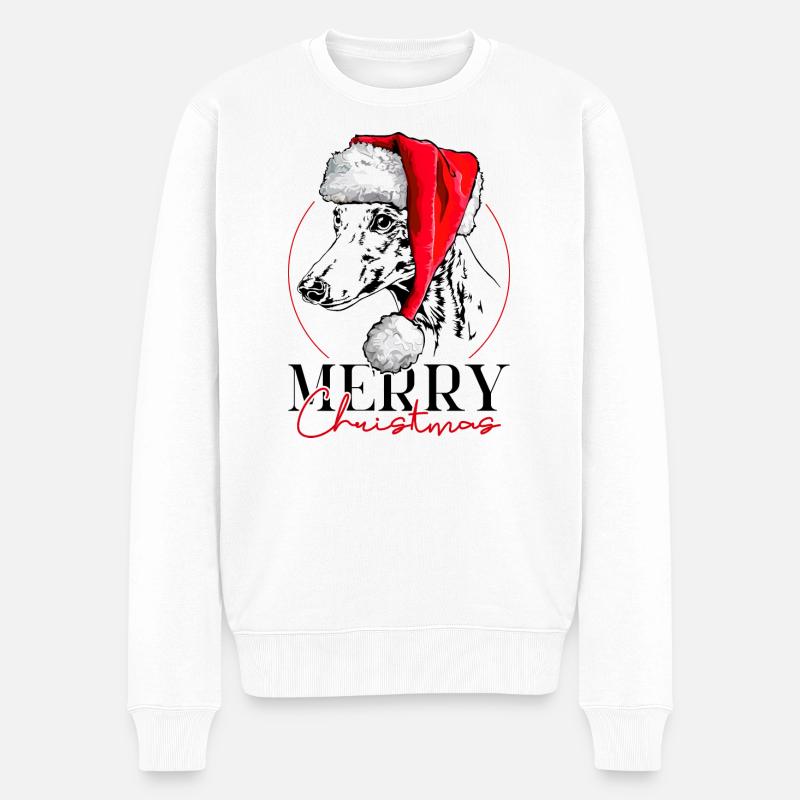 Santa WHIPPET Hund Merry Christmas Hunde Wilsigns - Männer Premium Bio Pullover - Weiß