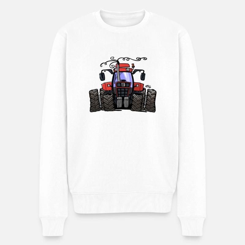 0251 tracteur rouge 1255 - Pull Premium bio Homme - blanc