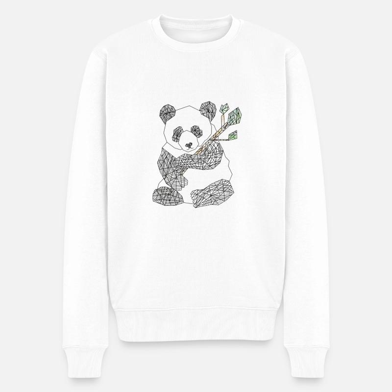 Pandabär - Männer Premium Bio Pullover - Weiß