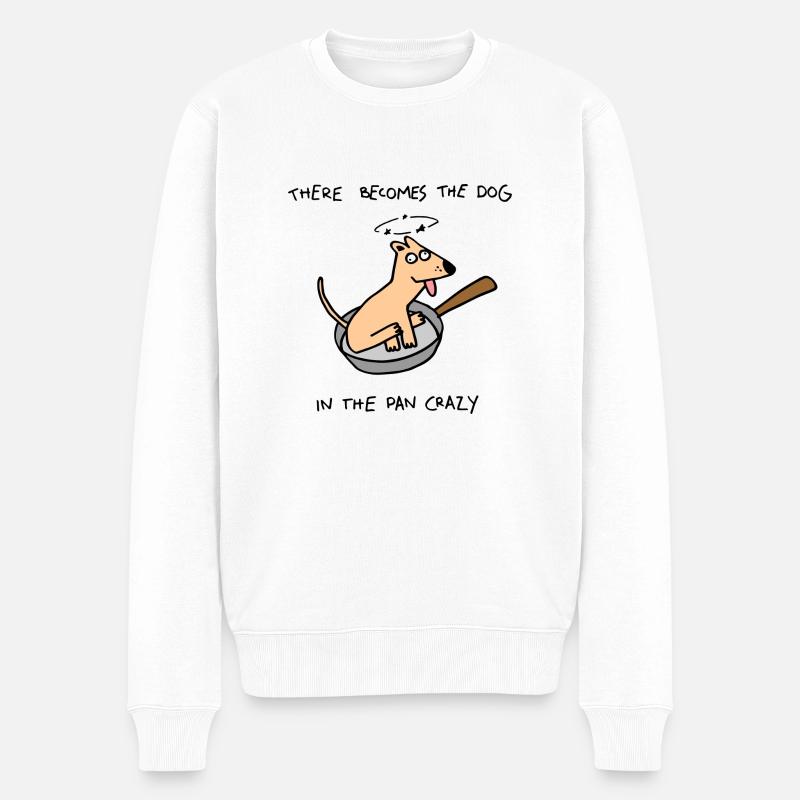 Verrückter Hund - Männer Premium Bio Pullover - Weiß