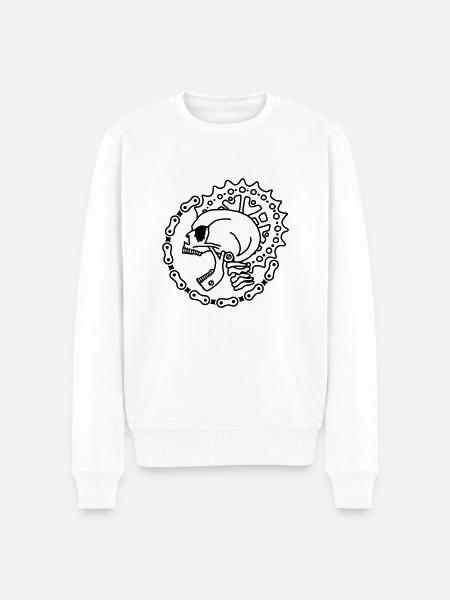Skull Chain Punk - Black - Männer Premium Bio Pullover - Weiß
