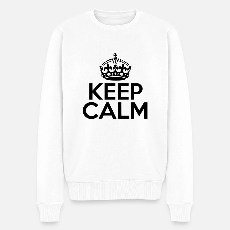 Keep Calm / dein eigener Text selber gestalten - Männer Premium Bio Pullover - Weiß