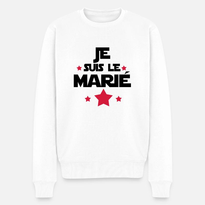 JE SUIS LE marié,citations,message - Pull Premium bio Homme - blanc