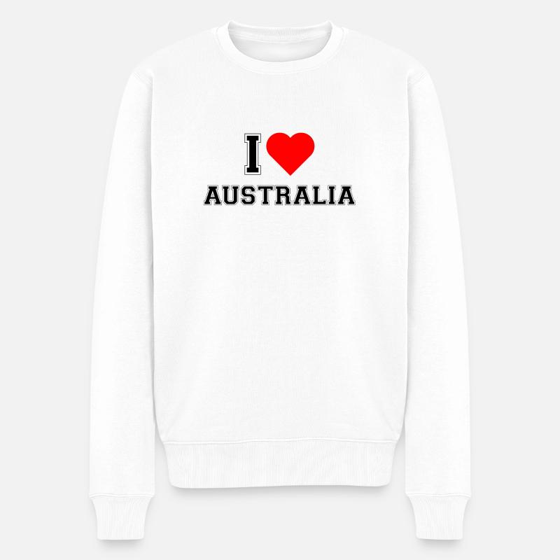 I love Australia - Männer Premium Bio Pullover - Weiß