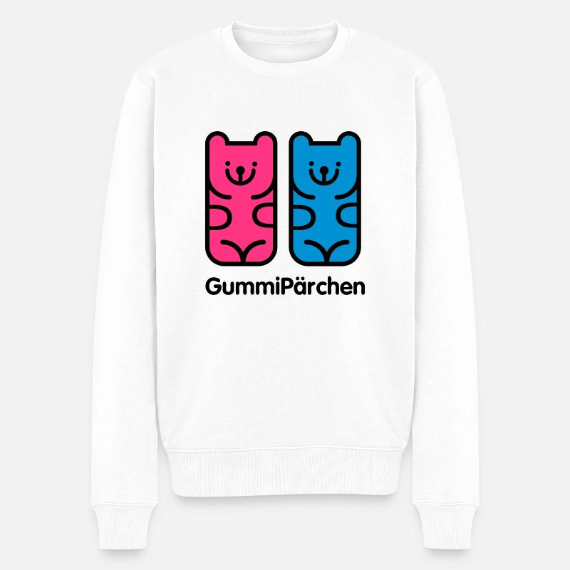 GummiPärchen - Männer Premium Bio Pullover - Weiß