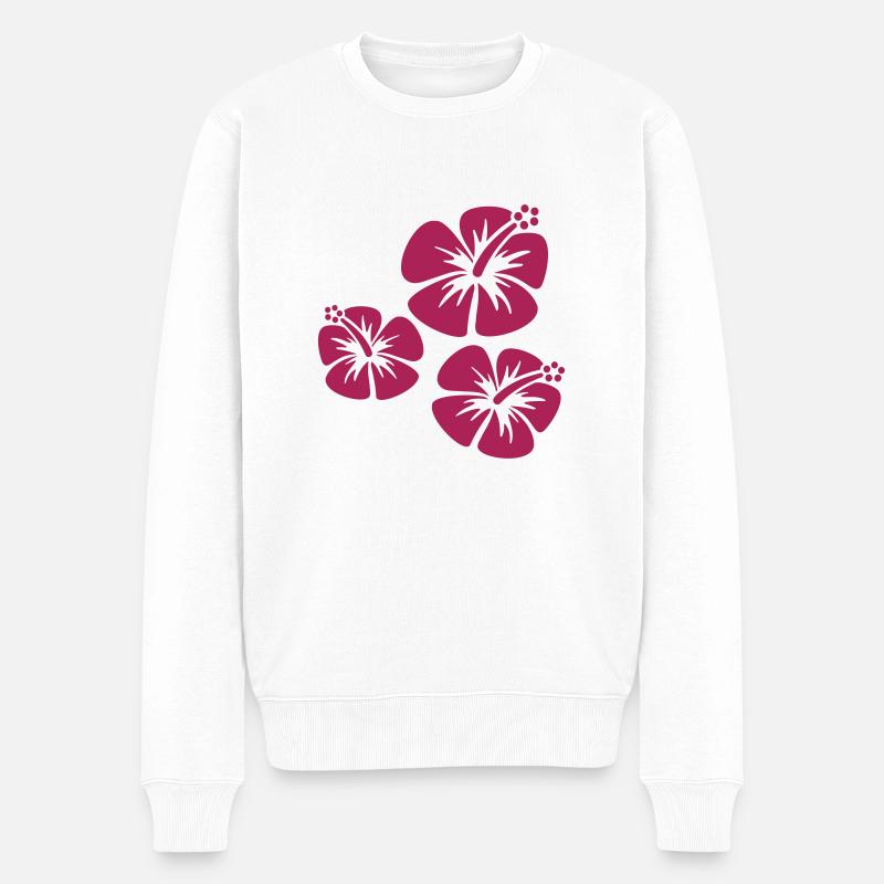 Hibiskus - Männer Premium Bio Pullover - Weiß