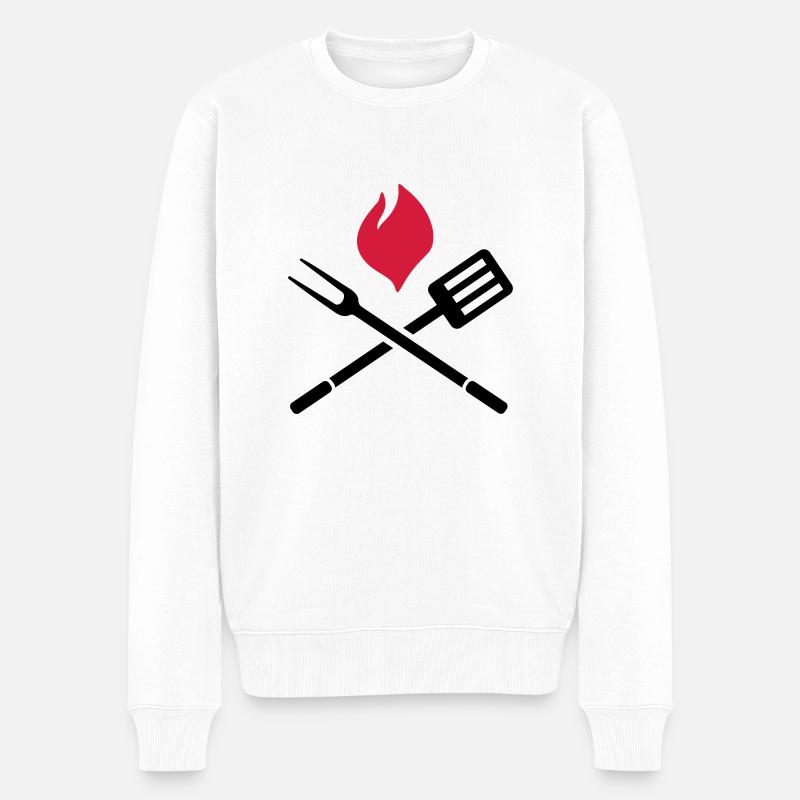 Grillen - Männer Premium Bio Pullover - Weiß