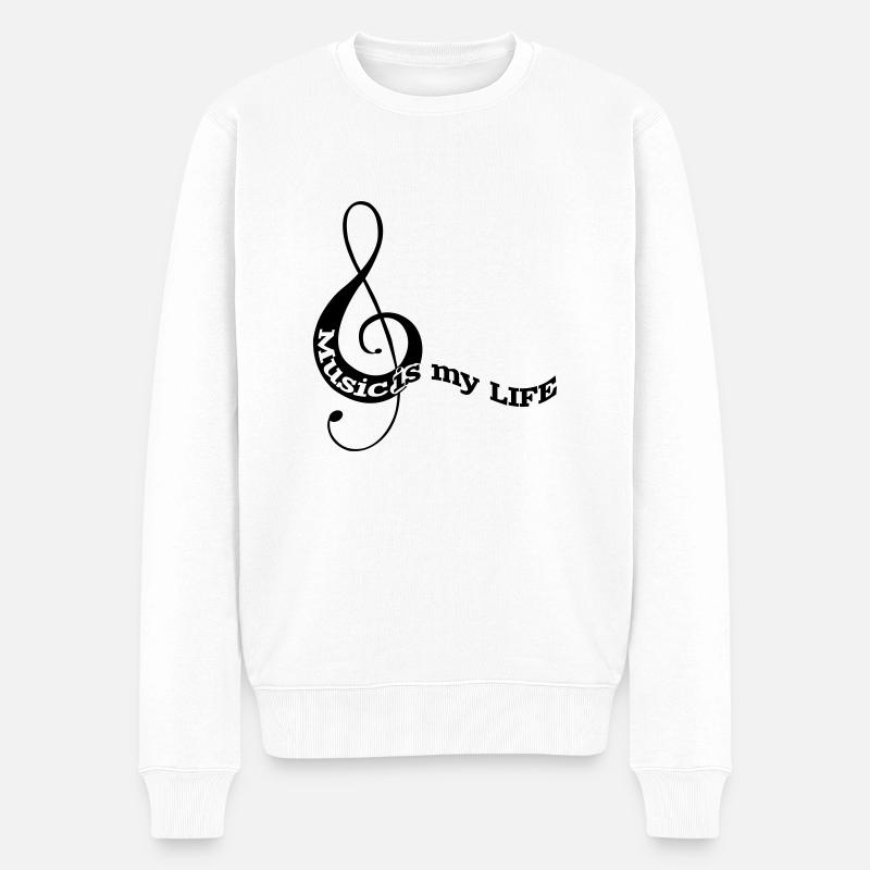 musiknote03 - Pull Premium bio Homme - blanc