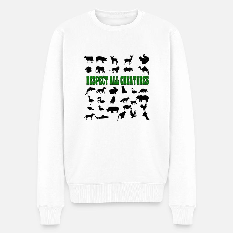Respect all creatures - Männer Premium Bio Pullover - Weiß