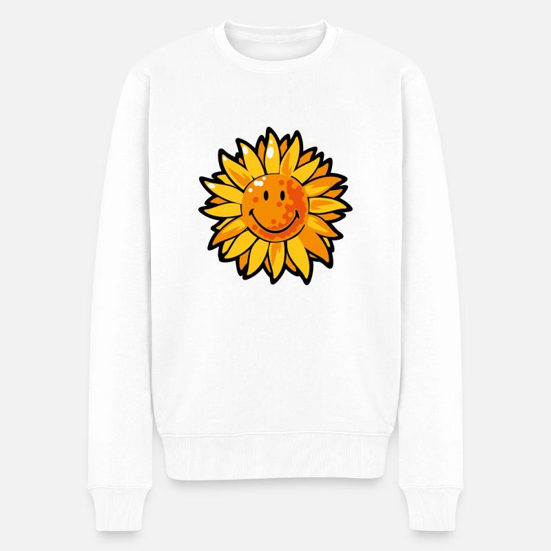 Smiley Sunflower - Männer Premium Bio Pullover - Weiß