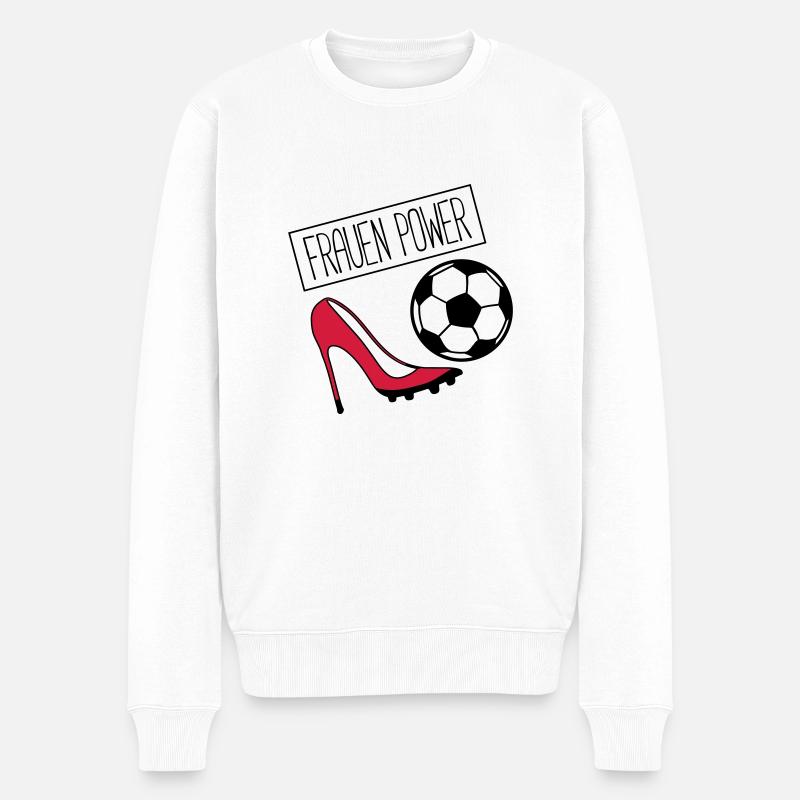 frauen power fussball - Männer Premium Bio Pullover - Weiß