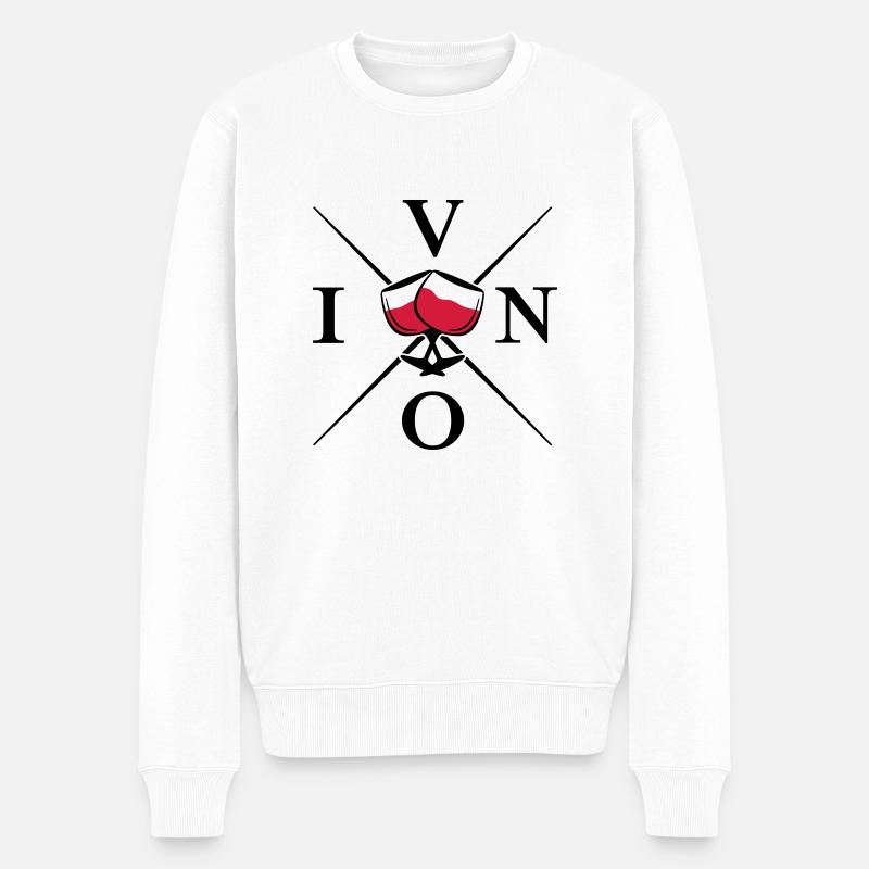 vino design - Männer Premium Bio Pullover - Weiß