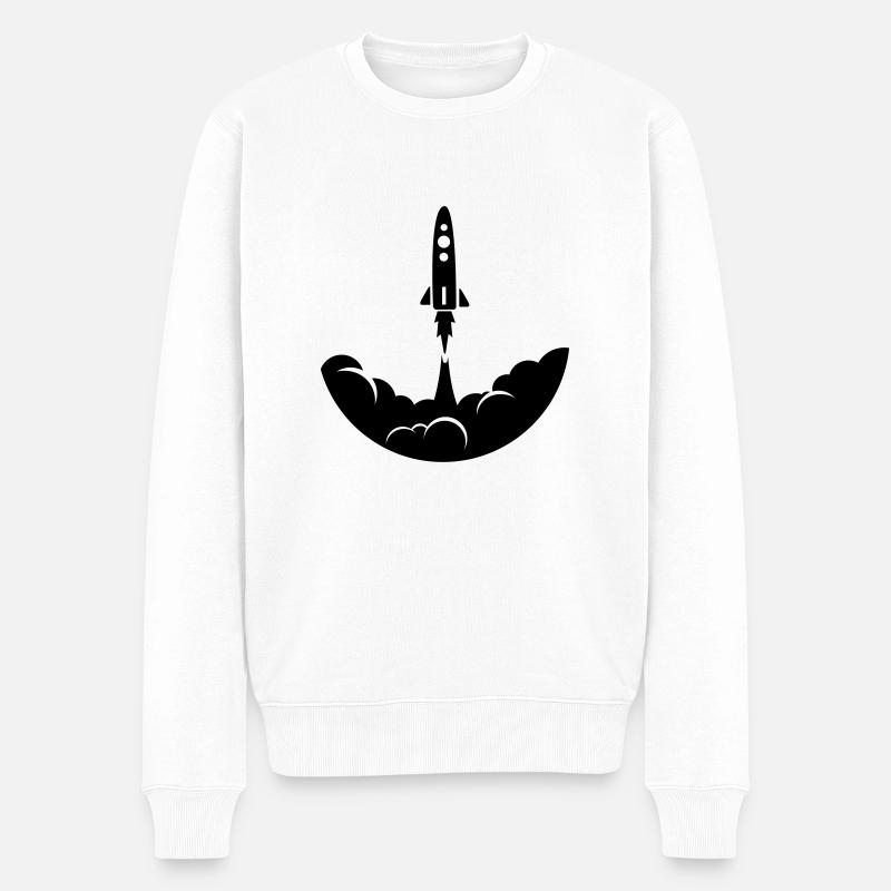 Weltraumrakete - Männer Premium Bio Pullover - Weiß