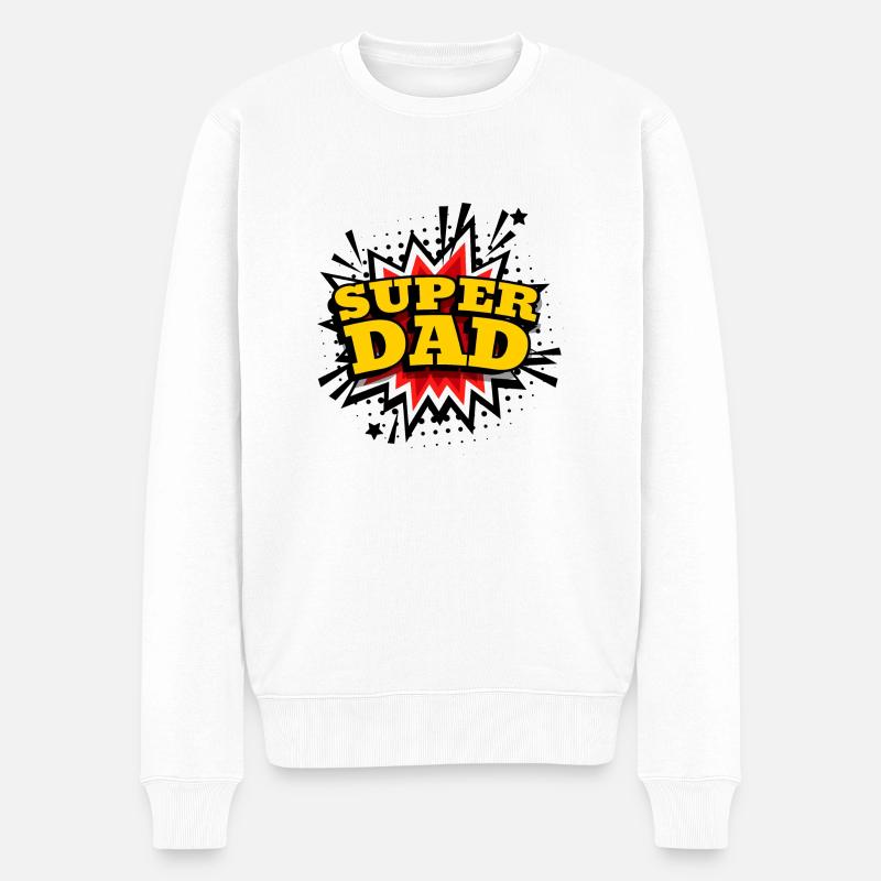 Der SuperDad Geschenkidee - Männer Premium Bio Pullover - Weiß