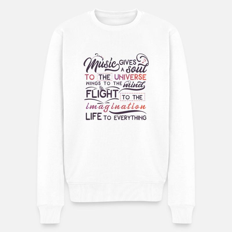 La musique donne une âme à l'univers - Pull Premium bio Homme - blanc