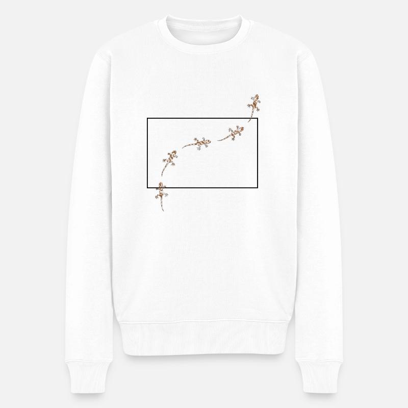 Gecko - Männer Premium Bio Pullover - Weiß