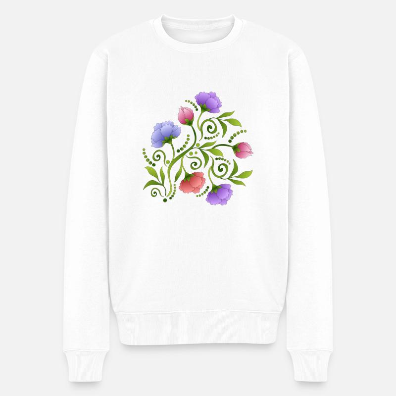 Blumen - Männer Premium Bio Pullover - Weiß