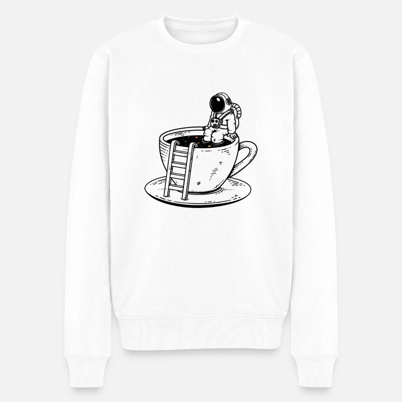 Kaffee-Kosmos - Männer Premium Bio Pullover - Weiß